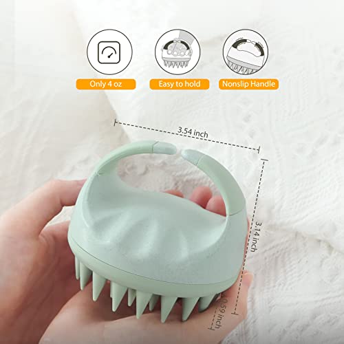 Sndyi Scalp Massager Shampoo Brush, Scalp Scrubber with Soft Silicone Bristles, Scalp Exfoliator for Dandruff Removal, Scalp Massager for Hair Growth, Wet Dry Hair Brush for Scalp Care, Green