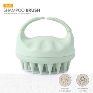 Sndyi Scalp Massager Shampoo Brush, Scalp Scrubber with Soft Silicone Bristles, Scalp Exfoliator for Dandruff Removal, Scalp Massager for Hair Growth, Wet Dry Hair Brush for Scalp Care, Green