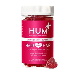 hum hair sweet hair – hair growth supplement & biotin gummies to combat hair loss & thinning – fo ti, folic acid, zinc, vitamin b12 & paba to support healthy hair, skin and nails (60 vegan gummies)