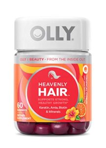 olly heavenly hair gummies, supports strong healthy hair growth, keratin, biotin, amla, grapefruit flavor, 30 day supply – 60 count