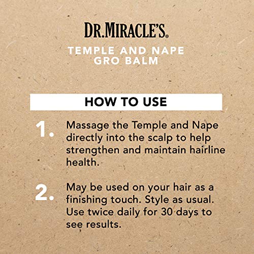 Dr. Miracle's Temple and Nape Gro Balm - For Healthy Hair Growth, Contains Wheat Protein, Aloe, Vitamin A, Vitamin D, Strengthens, Promotes Growth, 4 oz