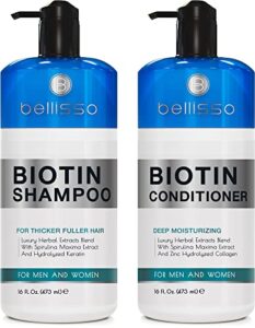 biotin shampoo and conditioner set for volume – sulfate and paraben free thickening hair treatment for women and men for dry, normal, oily and color treated hair