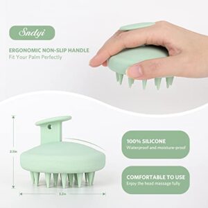 Sndyi Silicone Scalp Massager Shampoo Brush, Hair Scrubber with Soft Silicone Bristles, Scalp Scrubber/Exfoliator for Dandruff Removal, Wet Dry Scalp Brush for Hair Growth & Scalp Care, Fir Green