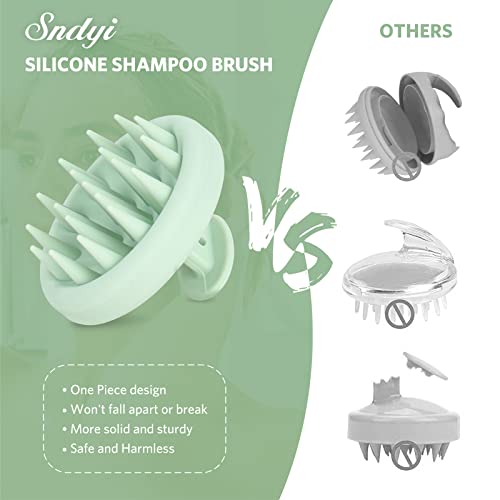 Sndyi Silicone Scalp Massager Shampoo Brush, Hair Scrubber with Soft Silicone Bristles, Scalp Scrubber/Exfoliator for Dandruff Removal, Wet Dry Scalp Brush for Hair Growth & Scalp Care, Fir Green