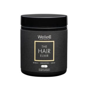 welleco, the hair elixir, vegan formula, promotes hair growth & thickness and reduces breakage, 60 capsules