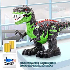 TEMI Remote Control Dinosaur Toy for Kids 3 4 5 6 7+ Years, Electric Stunt RC Walking Jurassic Tyrannosaurus T-rex Robot Toy with Lights and Sounds, Powered by Rechargeable Battery, Gift for Boys