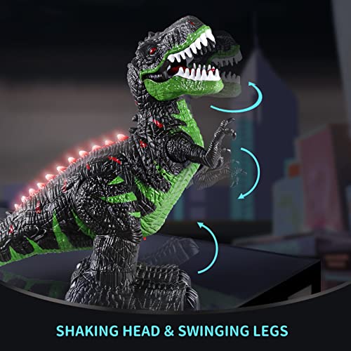 TEMI Remote Control Dinosaur Toy for Kids 3 4 5 6 7+ Years, Electric Stunt RC Walking Jurassic Tyrannosaurus T-rex Robot Toy with Lights and Sounds, Powered by Rechargeable Battery, Gift for Boys