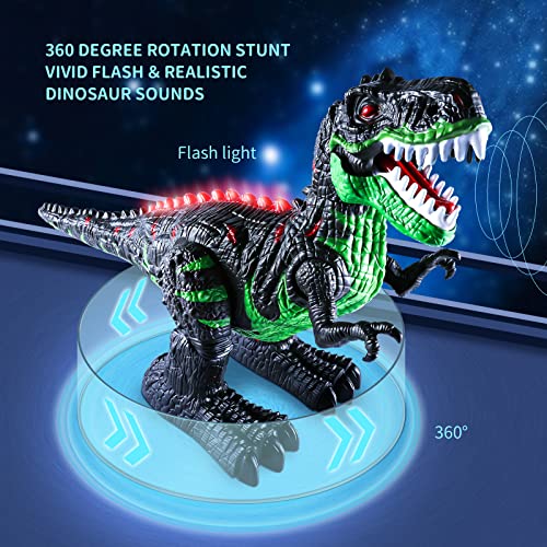 TEMI Remote Control Dinosaur Toy for Kids 3 4 5 6 7+ Years, Electric Stunt RC Walking Jurassic Tyrannosaurus T-rex Robot Toy with Lights and Sounds, Powered by Rechargeable Battery, Gift for Boys