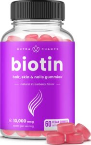biotin gummies 10000mcg [highest potency] for healthy hair, skin & nails vitamins for women, men & kids – 5000mcg in each hair vitamins gummy – vegan, non-gmo, hair growth supplement
