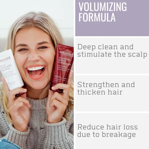 Volumizing Hair Growth System by Keranique includes Keratin Shampoo, Conditioner, Follicle Boosting Hair Growth Serum and Instant Volume Lift and Repair Treatment Spray Paraben Sulfate Free