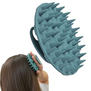 innerneed scalp massager shampoo brush, wet & dry manual scalp care head scrubber hair washing, soft silicone bristles, for hair growth, dandruff removal, comfortable for all hair types (dark green)