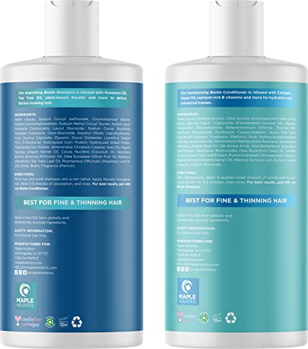 Volumizing Biotin Shampoo and Conditioner Set - Sulfate Free Shampoo and Conditioner for Dry Damaged Hair Care - Thinning Hair Shampoo and Conditioner with Nourishing Biotin Coconut Oil and Keratin