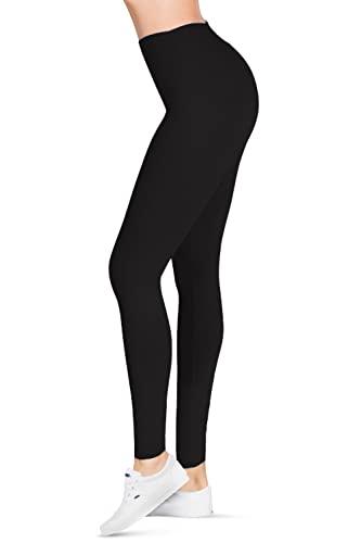 SATINA High Waisted Leggings for Women - Workout Leggings for Regular & Plus Size Women - Black Leggings Women - Yoga Leggings for Women | 3 Inch Waistband (One Size, Black)