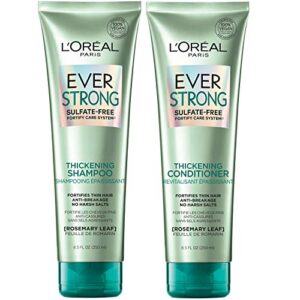l’oreal paris everstrong thickening sulfate free shampoo and conditioner kit, thickens + strengthens, for thin, fragile hair, with rosemary leaf, combo (8.5 fl; oz each) (packaging may vary)