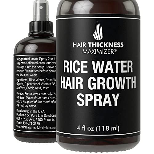 Rice Water For Hair Growth Spray. Vegan Hair Thickening Moisturizing, Hydrating Volumizer Sprays For Men, Women - Vitamin B, C, Aloe Vera. Leave In Fermented Mist For Dry, Frizzy, Weak Hair. Unscented