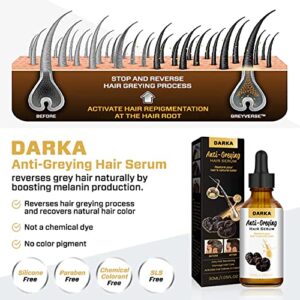 DARKA Anti-Greying Hair Serum, DARKA Pro Anti-Greying Hair Serum, Natural Hair Darkening Serum for Progressively Recover Natural Hair Color & Density for a Younger and More Confident Look (4 Pcs)