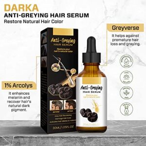 DARKA Anti-Greying Hair Serum, DARKA Pro Anti-Greying Hair Serum, Natural Hair Darkening Serum for Progressively Recover Natural Hair Color & Density for a Younger and More Confident Look (4 Pcs)