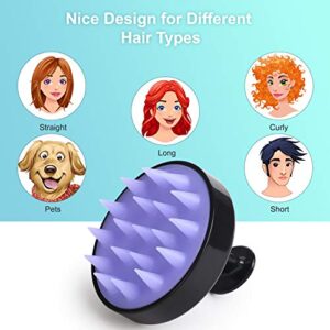 HEETA 2 Pack Hair Scalp Massager Shampoo Brush for Hair Growth, Hair Scalp Scrubber with Soft Silicone, Wet and Dry Hair Detangler (Black & Purple)