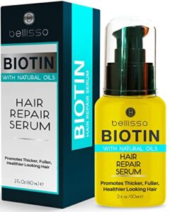 bellisso biotin hair thickening serum for men and women – intense strengthening treatment product with botanical oil blend to help boost thin hair – repair thinning hair, increase volume and shine
