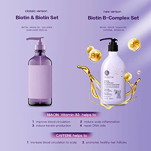 Luseta Biotin B-Complex Shampoo & Conditioner Set for Hair Growth and Strengthener - Hair Loss Treatment for Thinning Hair With Biotin Caffein and Argan Oil for Men & Women - All Hair Types 2 x 16.9oz