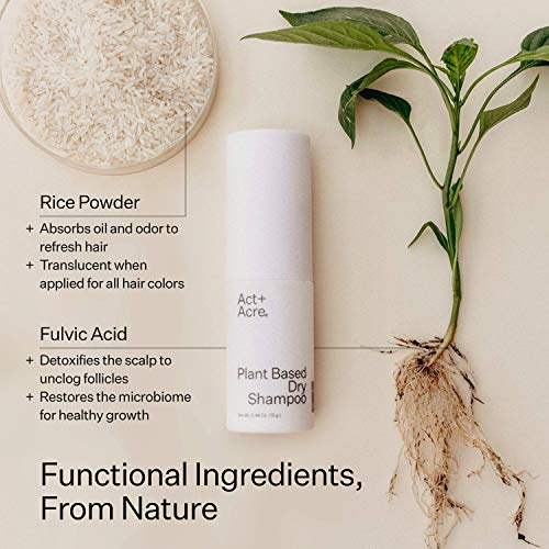 Act+Acre Plant-Based Dry Shampoo - Natural and Unscented Powder Spray Shampoo with Fulvic Acid and Rice Refresh Oily Hair and Restore Volume - Dry Shampoo for All Hair Types - (Now 30% Bigger)