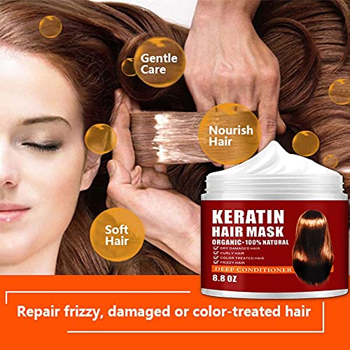 CRISTALBOX Keratin Hair Mask,Deep Repair Damage Hair Root, 250ml Hair Mask for Dry Damaged Hair,Hair Treatment Mask Keratin Hair & Scalp Treatment,Natural Deep Conditioner Hydrating Hair Masque