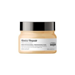 l’oreal professionnel absolut repair hair mask | protein treatment for deep nourishment | hydrates, repairs damage & adds shine | for dry & damaged hair | medium to thick hair types | 8.5 fl. oz.