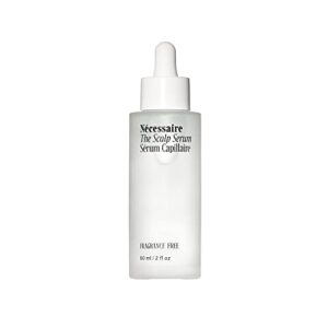 nécessaire the scalp serum. fragrance-free. 5% biomimetic peptide for thicker, fuller, healthier hair. hyaluronic acid for instant hydration. no residue. hypoallergenic. dermatologist-tested. no alcohol. 60 ml / 2 fl oz