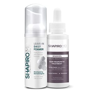 women’s hair regrowth travel kit: leave-in foamer, 2% minoxidil. experience healthier, fuller, and thicker looking hair with shapiro md