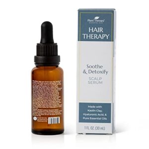 Plant Therapy Hair Therapy Soothe & Detoxify Scalp Serum 1 oz with Hyaluronic Acid, White Kaolin Clay & Hair Therapy Blend, Remove Product Buildup, Balance Oils, and Stimulate Circulation