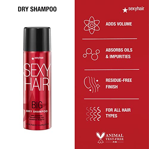 SexyHair Big Dry Shampoo, 3.4 Oz | Remove Oils and Impurities | Provides Additional Volume | All Hair Types