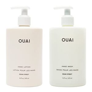 OUAI Hand Wash and Hand Lotion, Moisturizes and Exfoliates with Daily Use, Made with Jojoba Esters, Avocado and Rosehip Oils, Dean Street Scent, 16 oz each…