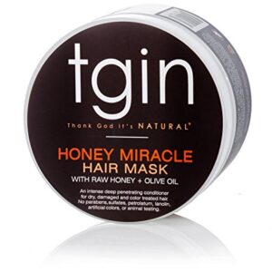 tgin Honey Miracle Hair Mask for Natural Hair - 12 oz - Dry Hair - Curly Hair - Type 3c and 4c hair - Deep Conditioner