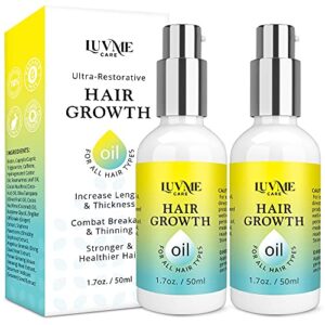 luv me care hair growth oil with biotin and castor oil 2 pack – biotin hair growth serum for stronger, thicker, longer hair 1.7 oz