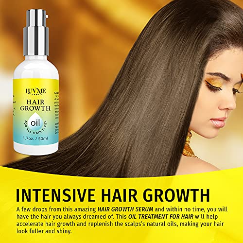 Luv Me Care Hair Growth Oil with Biotin and Castor oil 2 Pack - Biotin hair growth serum for Stronger, Thicker, Longer Hair 1.7 oz