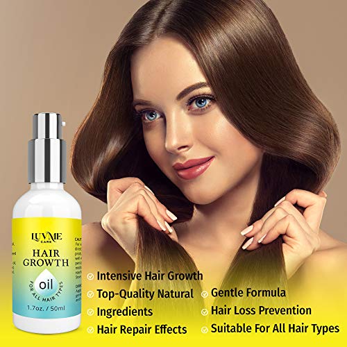 Luv Me Care Hair Growth Oil with Biotin and Castor oil 2 Pack - Biotin hair growth serum for Stronger, Thicker, Longer Hair 1.7 oz