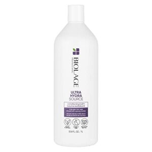 biolage ultra hydra source conditioning balm | deep hydrating conditioner | renews hair’s moisture | for very dry hair | silicone-free | vegan | 33.8 fl. oz.