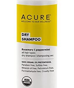 ACURE Dry Shampoo - All Hair Types | 100% Vegan | Certified Organic | Rosemary & Peppermint - Absorbs Oil & Removes Impurities Without Water | 1.7 Fl Oz