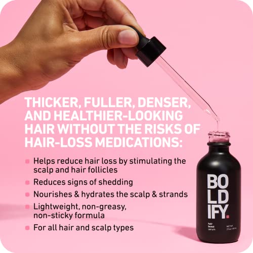 BOLDIFY Hair Growth Serum, Contains 30 Natural Hair Boosters + 4 Clinically Proven Peptides, Hair Serum for Hair Growth, All Natural Scalp Treatment, Hair Growth Oil for Women & Men, Lightweight Non-Greasy Serum for All Hair Types - 2 oz.