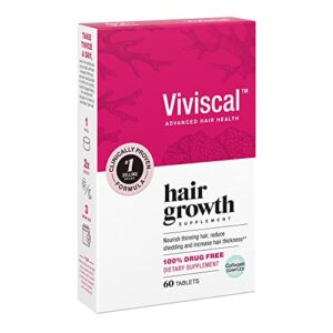 Viviscal Hair Growth Supplements for Women to Grow Thicker, Fuller Hair, Clinically Proven with Proprietary Collagen Complex, 60 Count (Pack of 1), 1 Month Supply