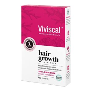 Viviscal Hair Growth Supplements for Women to Grow Thicker, Fuller Hair, Clinically Proven with Proprietary Collagen Complex, 60 Count (Pack of 1), 1 Month Supply