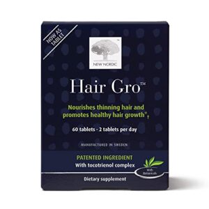new nordic hair gro | hair growth supplement tablets | biotin & palm fruit extract for natural regrowth | swedish made | 60 count (pack of 1)
