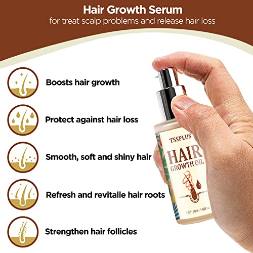 TSSPLUS Hair growth rapid, Hair growth serum,hair growth oil, hair loss treatments, hair oil for dry damaged hair and growth, Hair Growth Serum for Thicker longer fuller healthier hair ,Biotin & Castor oil & Rosemary Oil v2 (#01 Pack of 1)