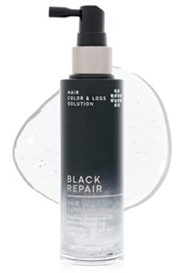 dermacentric black hair repair tonic spray | vegan gray hair spray for hair growth & scalp care | korean hair care for men & women unscented root touch up hair regrowth tonic spray (3.38fl oz)