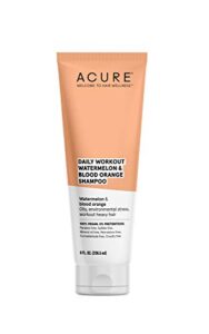 acure daily workout watermelon shampoo | 100% vegan | for oily, environmental stressed, workout heavy hair | watermelon & blood orange – gentle everyday formula | 8 fl oz