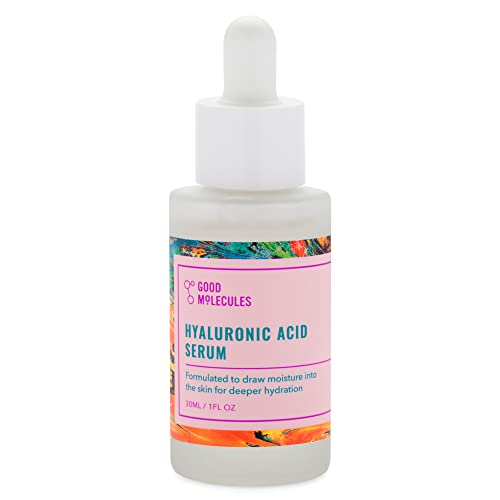 Good Molecules Hyaluronic Acid Serum 30ml - Deep Hydration for Dry Skin, Non-greasy Formula to Moisturize, Plump, Firm, and Smooth for Youthful Skin - 10% HA, Water-Based, Fragrance-Free, Cruelty-Free