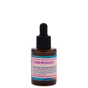 good molecules pure cold-pressed rosehip seed oil 13ml / 0.44oz – moisturizing, anti-aging, antioxidant-rich face oil to plump, balance, hydrate – sustainably grown, fragrance-free, vegan