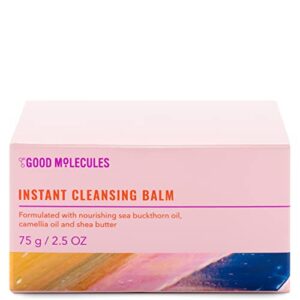 Good Molecules Instant Cleansing Balm 75g/2.5oz - Facial Cleanser and Makeup Remover with Shea Butter, Sea Buckthorn, and Camellia Oils to Cleanse and Hydrate - Skin Care For Face and Eyes