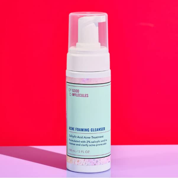 wfi Good Molecules Salicylic Acid Acne Foaming Cleanser 5 Oz. Exfoliates and Removes Surface Oil, Impurities, and Buildup.