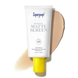 supergoop! mineral mattescreen spf 40 – 45 ml – 100% mineral, oil-free broad spectrum sunscreen – smooths skin’s appearance, minimizes pores & controls shine – water & sweat resistant